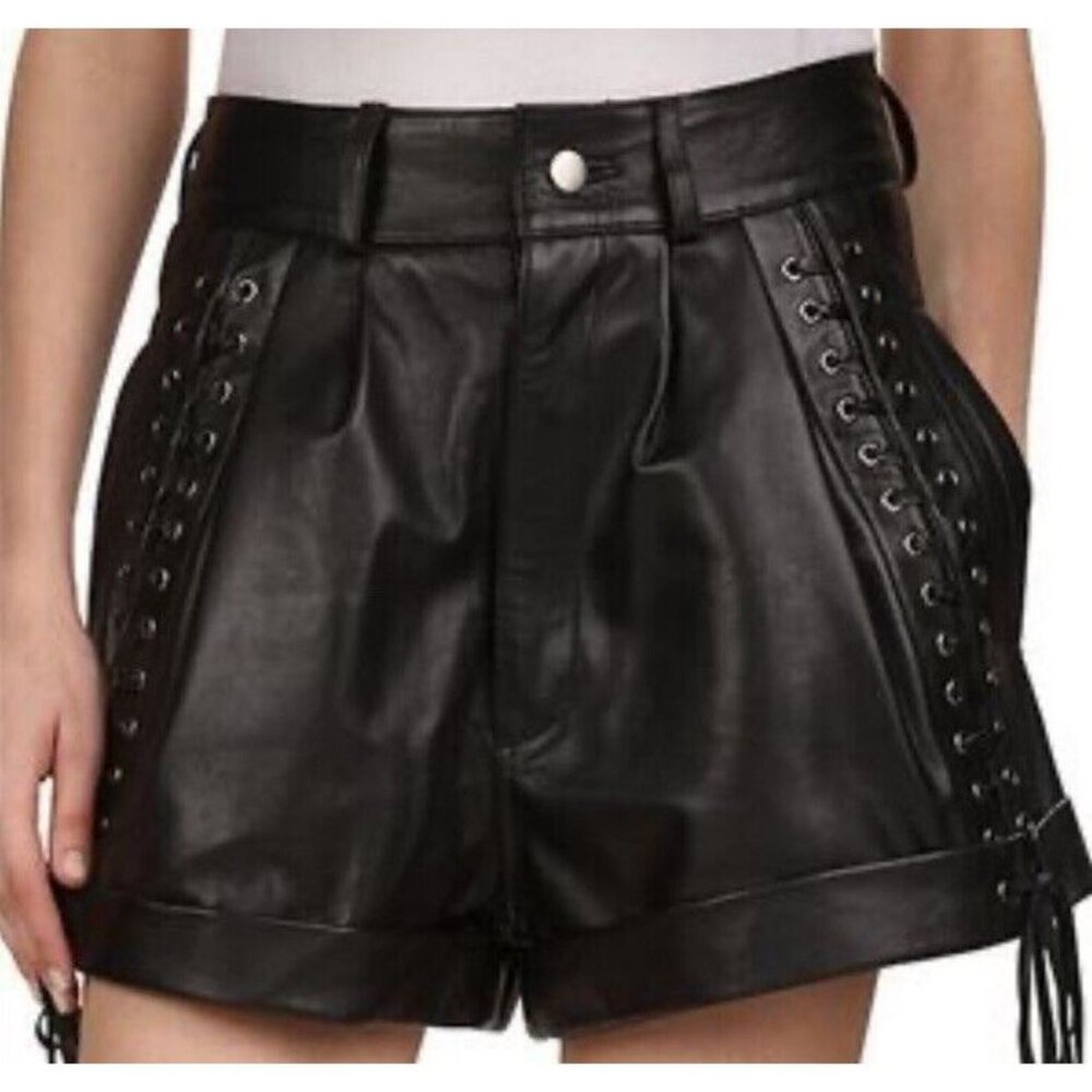 The Kooples Black Leather Shorts